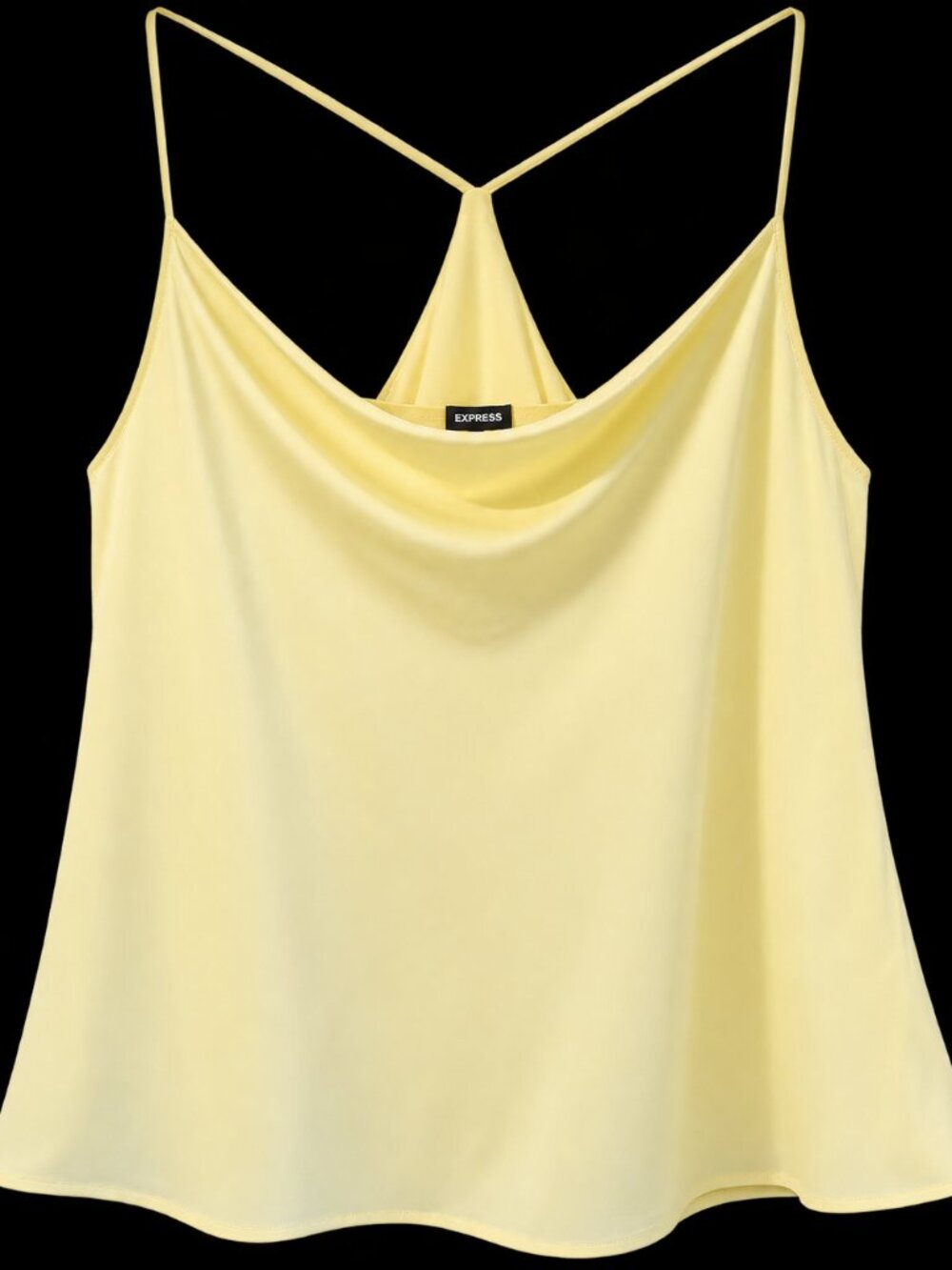 Express Women’s XL Yellow Satin Cowl Neck Strappy Cami Tank Top